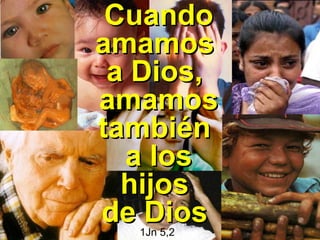 Cuando amamos  a Dios,  amamos también  a los hijos  de Dios   1Jn 5,2  