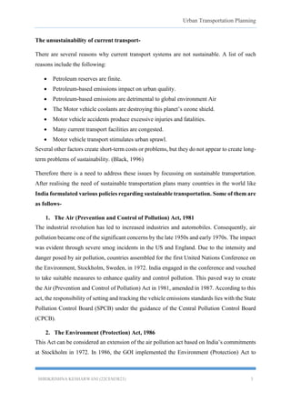 SUSTAINABLE TRANSPORTATION: VARIOUS PLOICIES FORMULATED IN INDIA IN ...