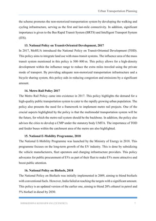 SUSTAINABLE TRANSPORTATION: VARIOUS PLOICIES FORMULATED IN INDIA IN ...