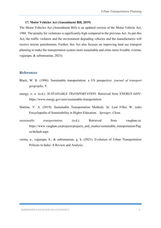 SUSTAINABLE TRANSPORTATION: VARIOUS PLOICIES FORMULATED IN INDIA IN ...