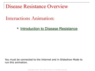 Disease Resistance Overview
Copyright © 2014 John Wiley & Sons, Inc. All rights reserved.
 Introduction to Disease Resistance
Interactions Animation:
You must be connected to the Internet and in Slideshow Mode to
run this animation.
 