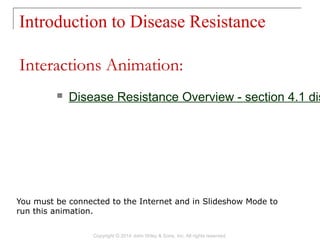 Introduction to Disease Resistance
Copyright © 2014 John Wiley & Sons, Inc. All rights reserved.
 Disease Resistance Overview - section 4.1 dis
Interactions Animation:
You must be connected to the Internet and in Slideshow Mode to
run this animation.
 