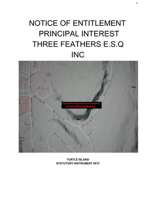 1 
     NOTICE OF ENTITLEMENT 
 PRINCIPAL INTEREST 
THREE FEATHERS E.S.Q 
INC 
 
 
TURTLE ISLAND 
STATUTORY INSTRUMENT 0072 
 
 
 
 
 