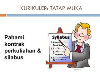 KURIKULER: TATAP MUKA
Pahami
kontrak
perkuliahan &
silabus
 
