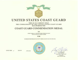 CG Commendation Medal Sector DelBay