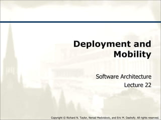 Deployment and Mobility Software Architecture Lecture 22 