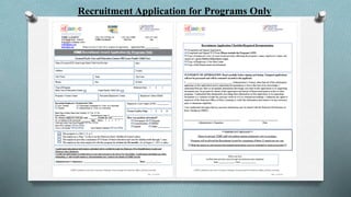 Recruitment Application for Programs Only 
 