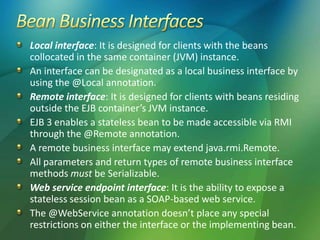 Enterprise Java Beans 3 - Business Logic | PPTX