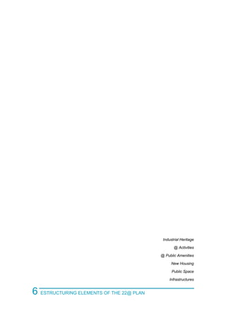 Industrial Heritage
@ Activities
@ Public Amenities
New Housing
Public Space
Infrastructures
6 ESTRUCTURING ELEMENTS OF THE 22@ PLAN
 