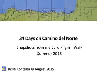 34 Days on Camino del Norte
Snapshots from my Euro Pilgrim Walk
Summer 2015
Kristi Rohtsalu © August 2015
 