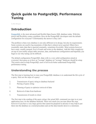 Quick guide to PostgreSQL Performance Tuning | PDF