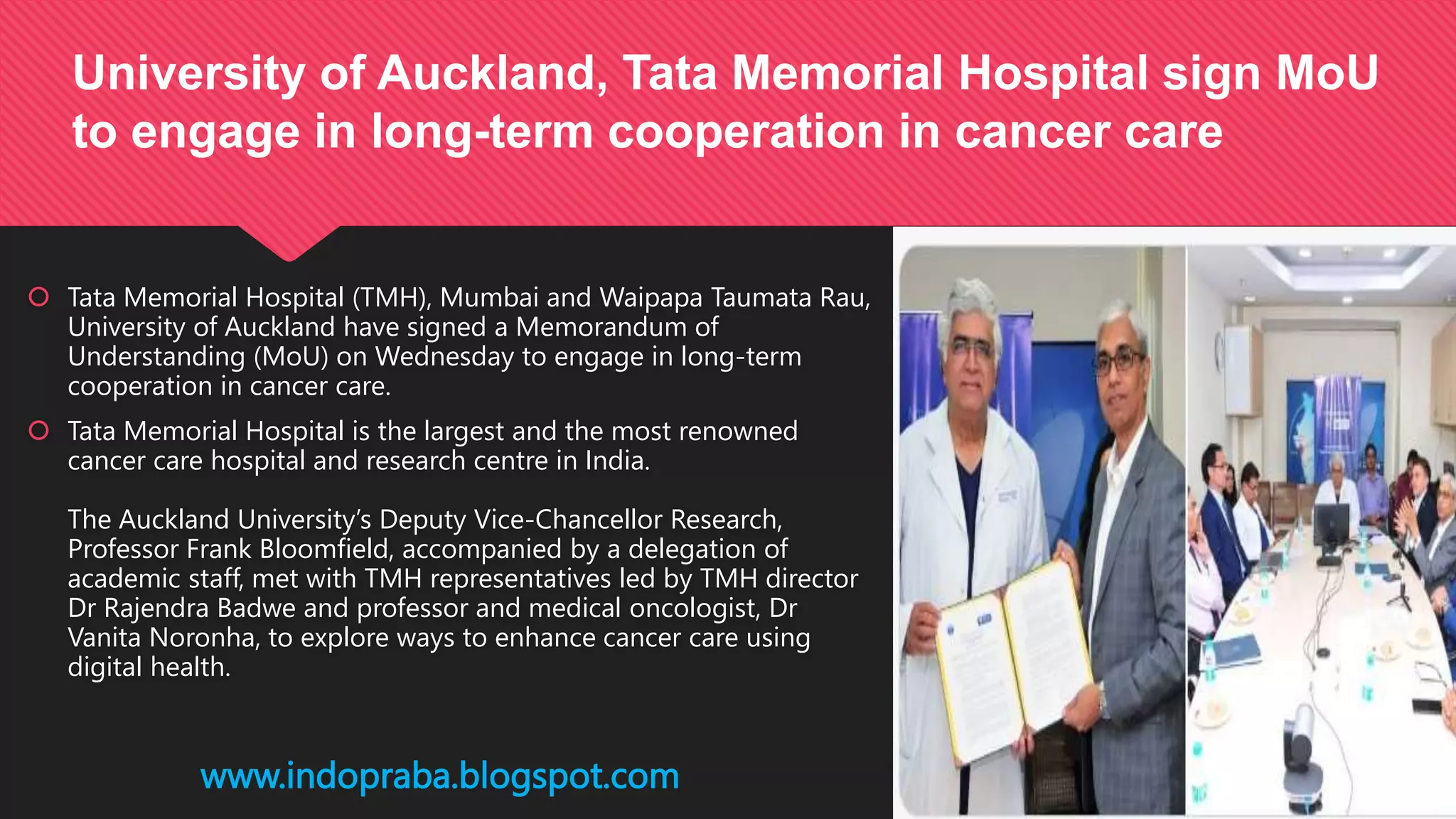 University of Auckland, Tata Memorial Hospital sign MoU for cancer care_50.1