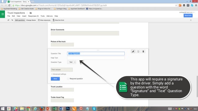 how to make a truck inspection app google form signature