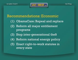 SaveTheWest’s Economic recommendations