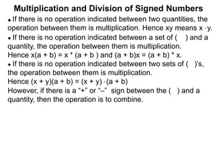22 multiplication and division of signed numbers | PPTX