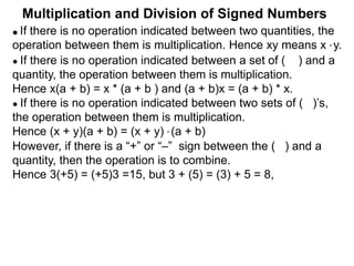 22 multiplication and division of signed numbers | PPTX
