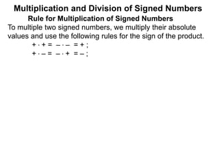 22 multiplication and division of signed numbers | PPTX
