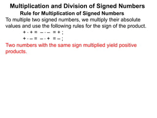 22 multiplication and division of signed numbers | PPTX