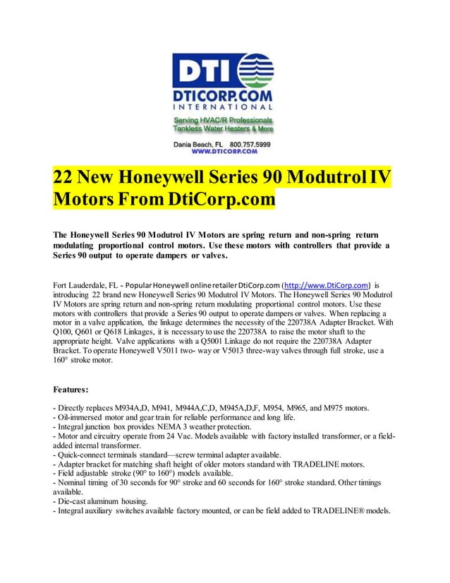 22 new honeywell series 90 modutrol iv motors from