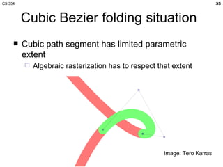 CS 354                                                                     35



         Cubic Bezier folding situation
        Cubic path segment has limited parametric
         extent
            Algebraic rasterization has to respect that extent




                                                      Image: Tero Karras
 