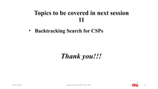 09/27/2024 Dpaertment of CSE ( AL & ML) 15
Topics to be covered in next session
11
• Backtracking Search for CSPs
Thank you!!!
 