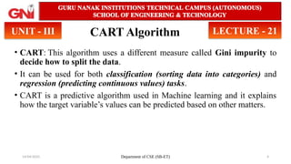 22PCOAM16 ML Unit 3 Session 21 Classification and Regression Trees .pptx