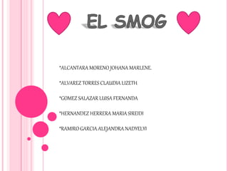 *ALCANTARA MORENO JOHANA MARLENE.
*ALVAREZ TORRES CLAUDIA LIZETH
*GOMEZ SALAZAR LUISA FERNANDA
*HERNANDEZ HERRERA MARIA SIREIDI
*RAMIRO GARCIA ALEJANDRA NADYELYI
 