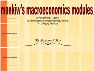Chapter Fourteen 1
A PowerPoint™Tutorial
to Accompany macroeconomics, 5th ed.
N. Gregory Mankiw
®
Stabilization Policy
 