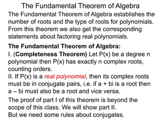 22 the fundamental theorem of algebra x | PPTX