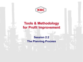 Tools & Methodology
for Profit Improvement
Session 2:2
The Planning Process
 