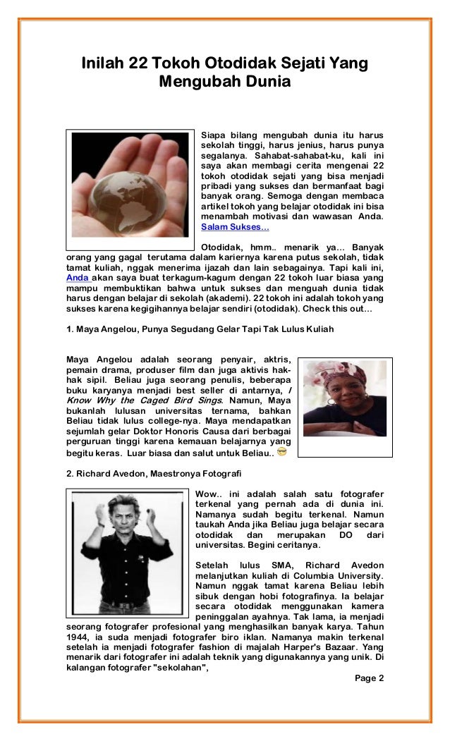 22 Tokoh Otodidak Sejati Yang Mengubah Dunia 22 Tokoh Otodidak Sejati Yang Mengubah Dunia
