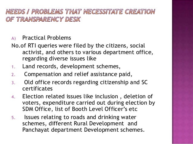 22 Transparency Desk Under Right To Information Act 2225