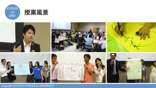 Copyright 2014-2015 KOSUGI no UNIVERSITY
KOSUGI
no
UNIV.	
授業風景
 