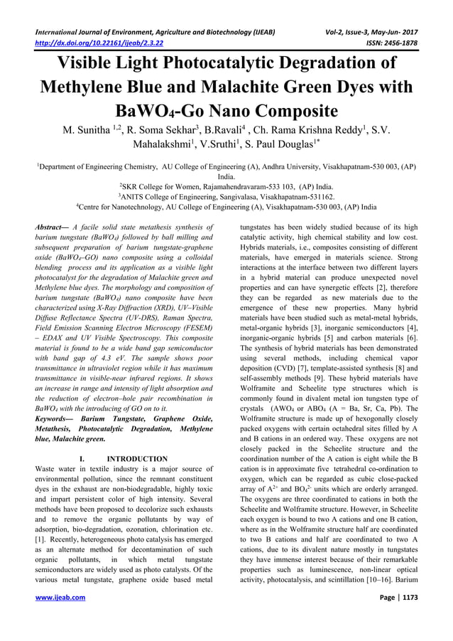 Visible Light Photocatalytic Degradation of Methylene Blue and ...