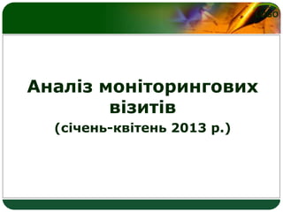 LOGO
Аналіз моніторингових
візитів
(січень-квітень 2013 р.)
 