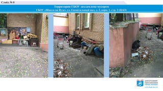 Территория ГБОУ захламлена мусором
ГБОУ «Школа на Яузе», ул. Госпитальный вал, д. 3, корп. 1, стр. 2 (ЦАО)
Слайд № 8
 