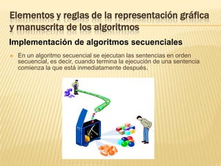 Elementos y reglas de la representación gráfica y manuscrita de los algoritmosOtro ejemplo es la representación de la estructura condicional: