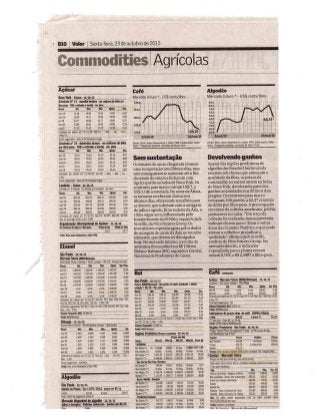 Jornal Valor Econômico: Dados Commodities 23/10/2015