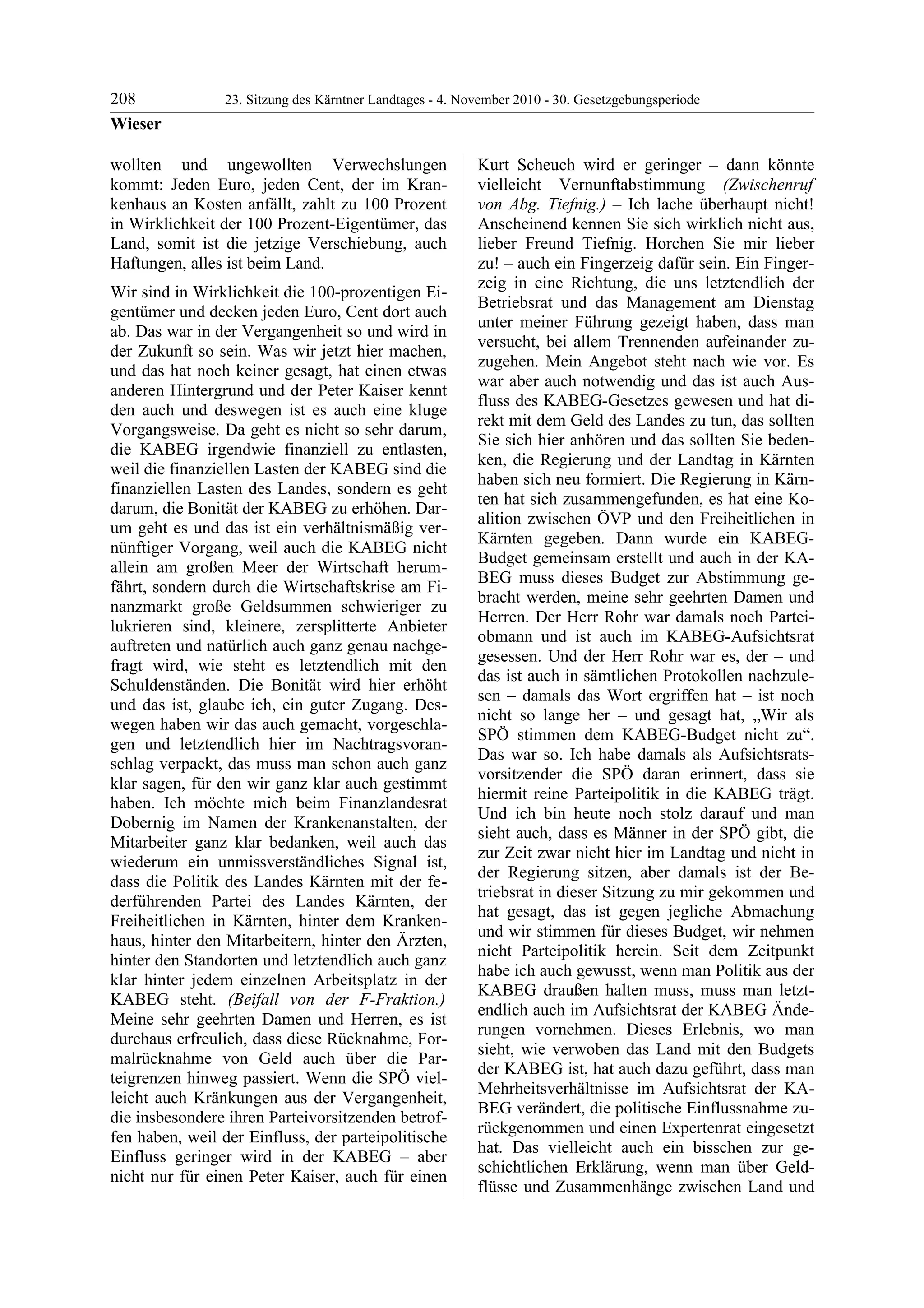 23. LTG-Sitzung am 4. November 2010