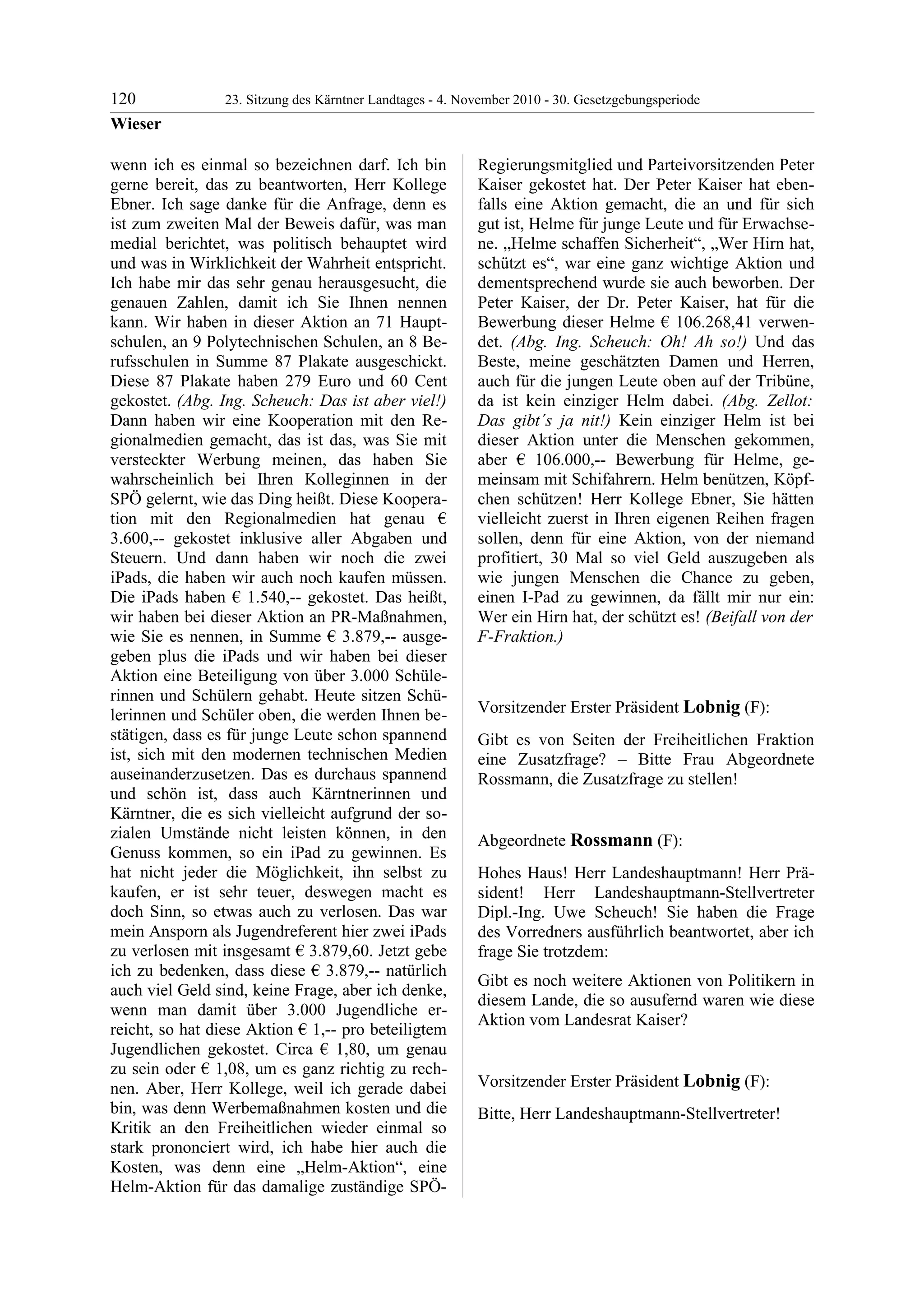 23. LTG-Sitzung am 4. November 2010