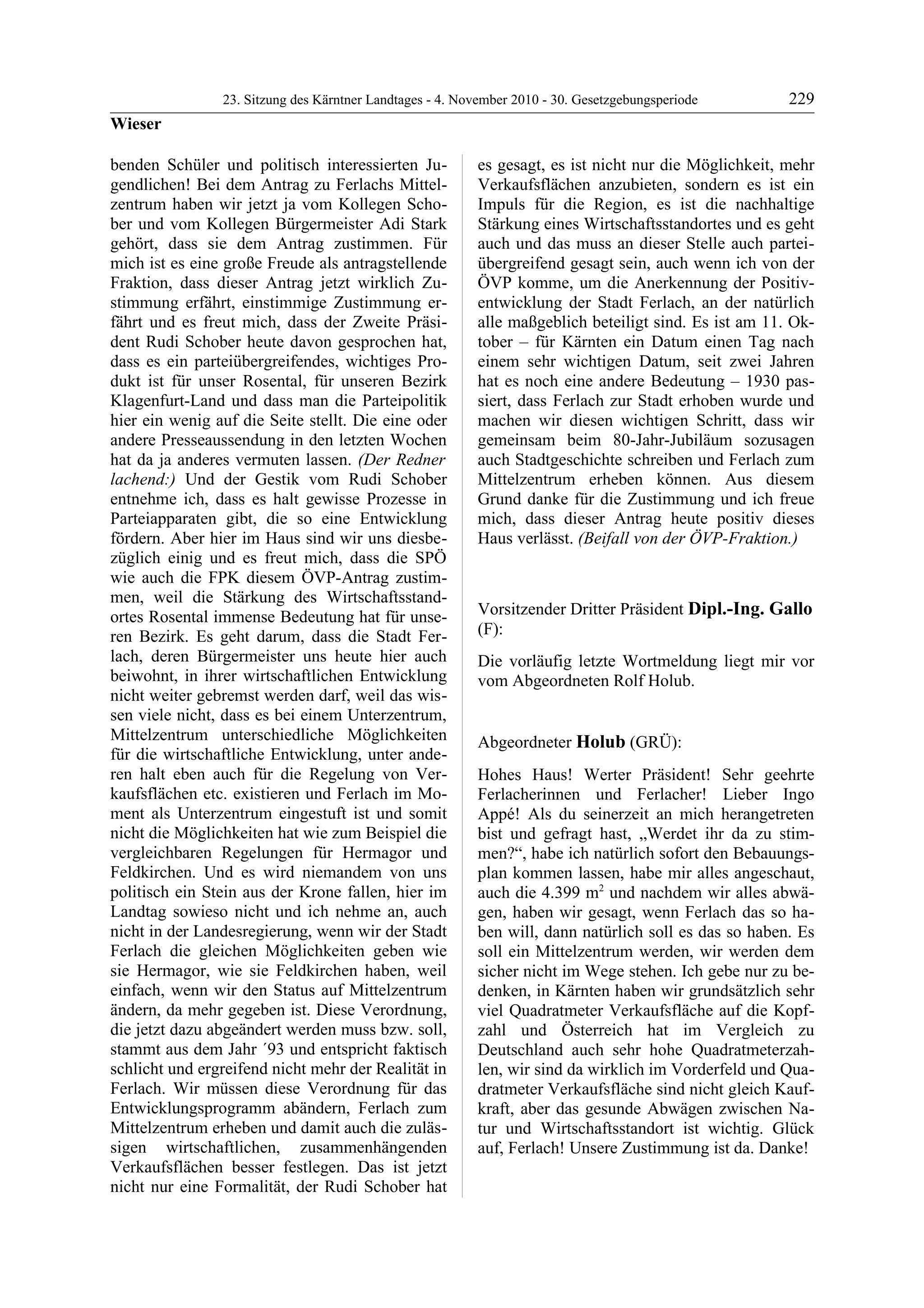 23. LTG-Sitzung am 4. November 2010