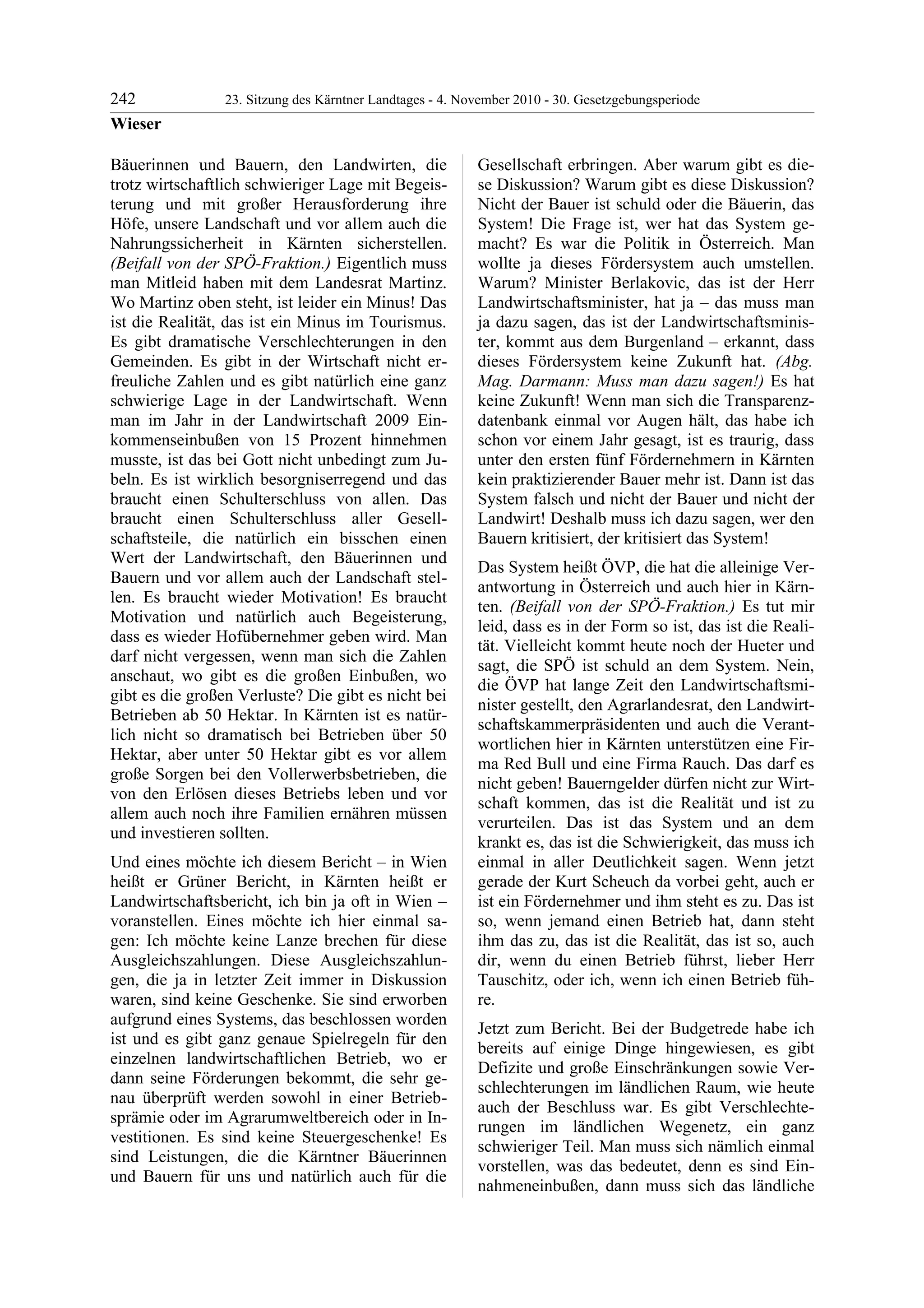 23. LTG-Sitzung am 4. November 2010