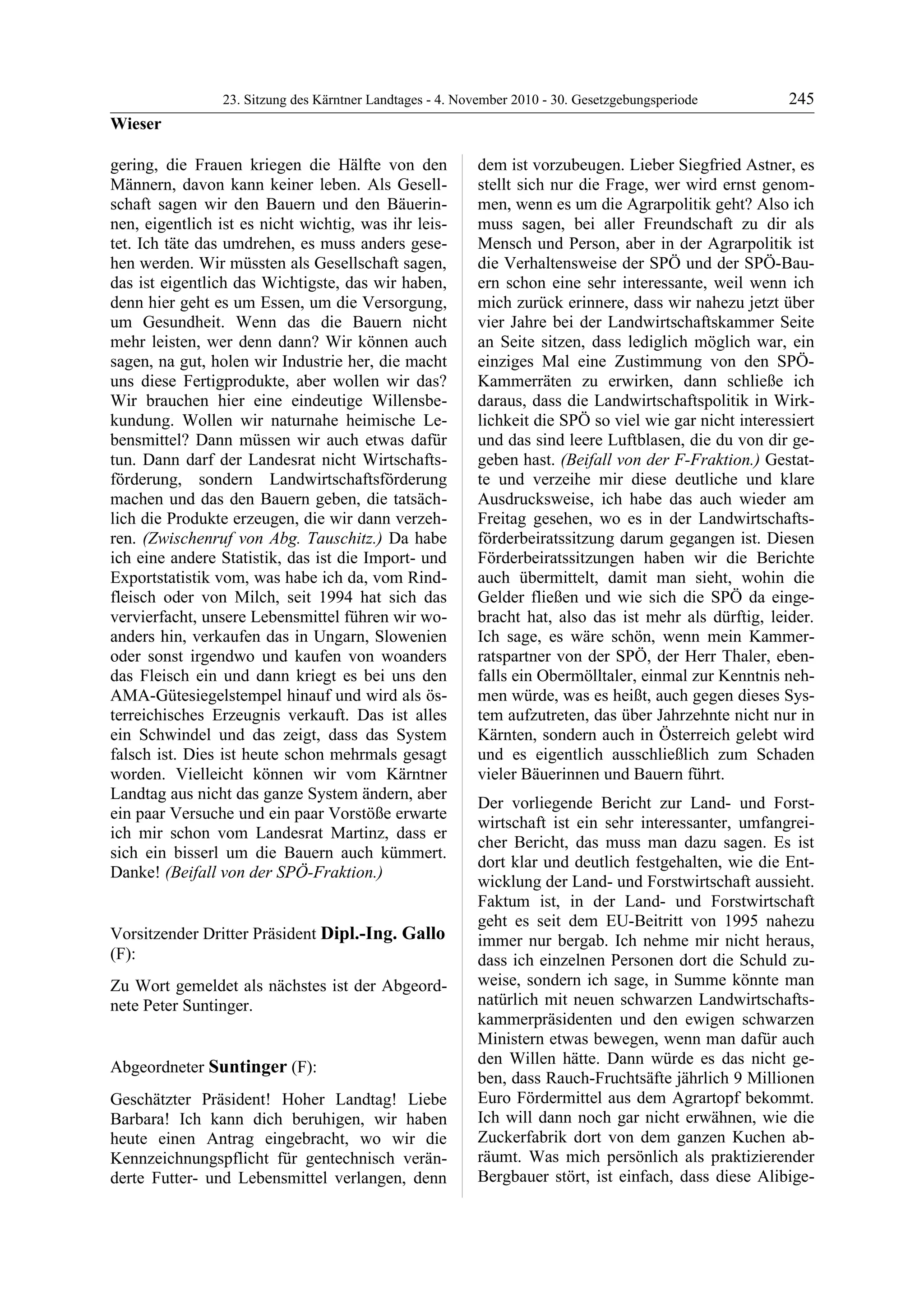 23. LTG-Sitzung am 4. November 2010