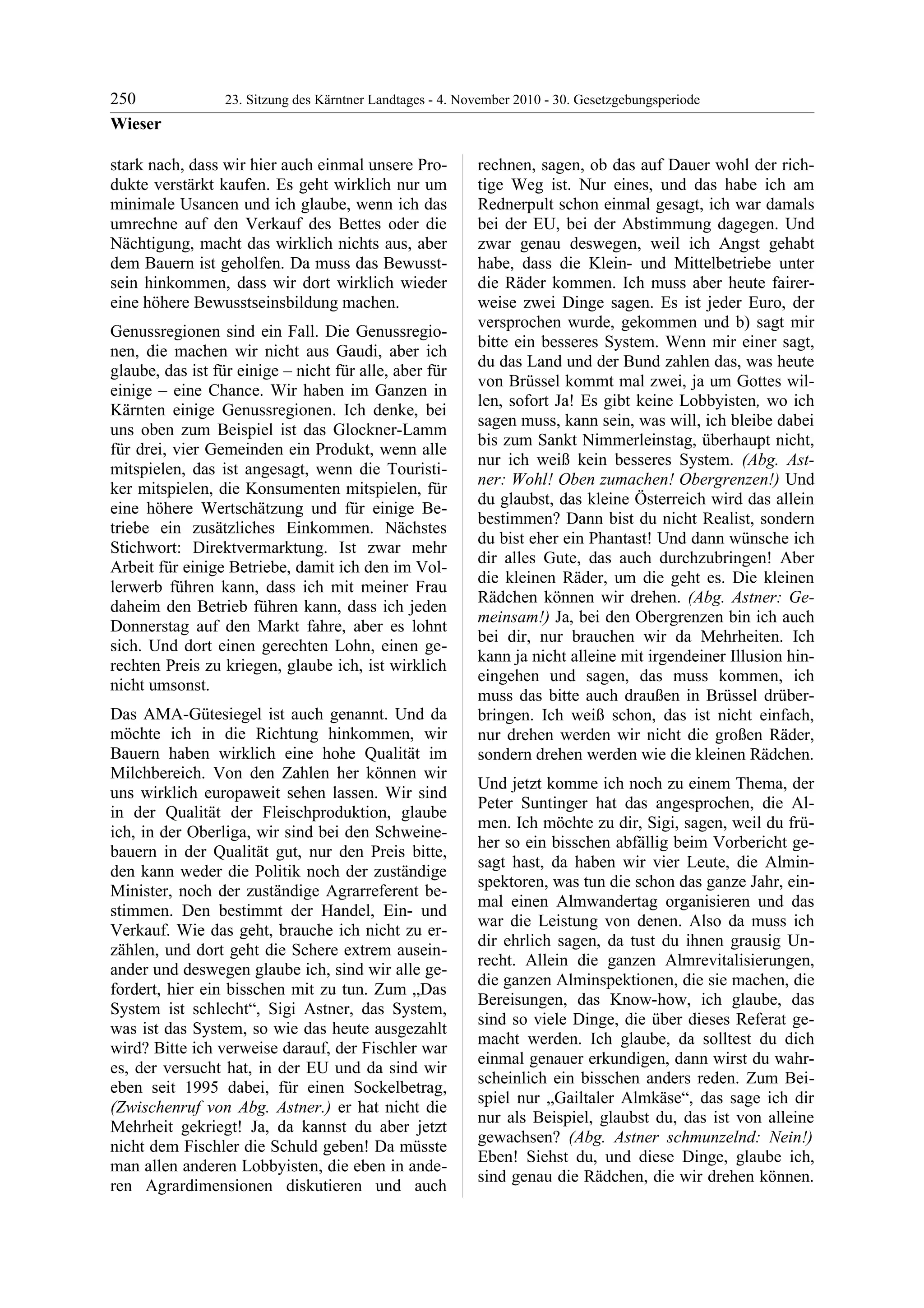 23. LTG-Sitzung am 4. November 2010