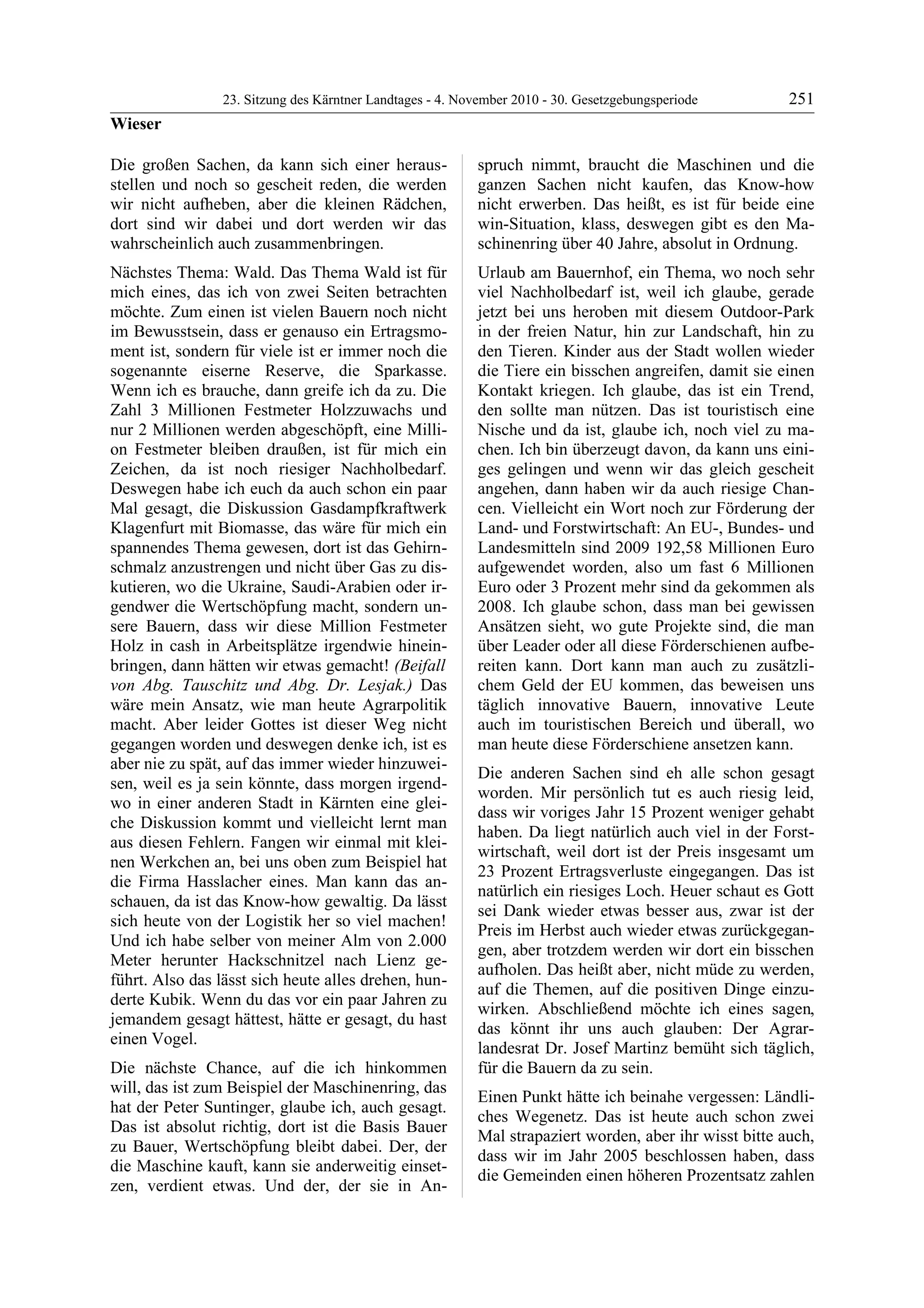 23. LTG-Sitzung am 4. November 2010