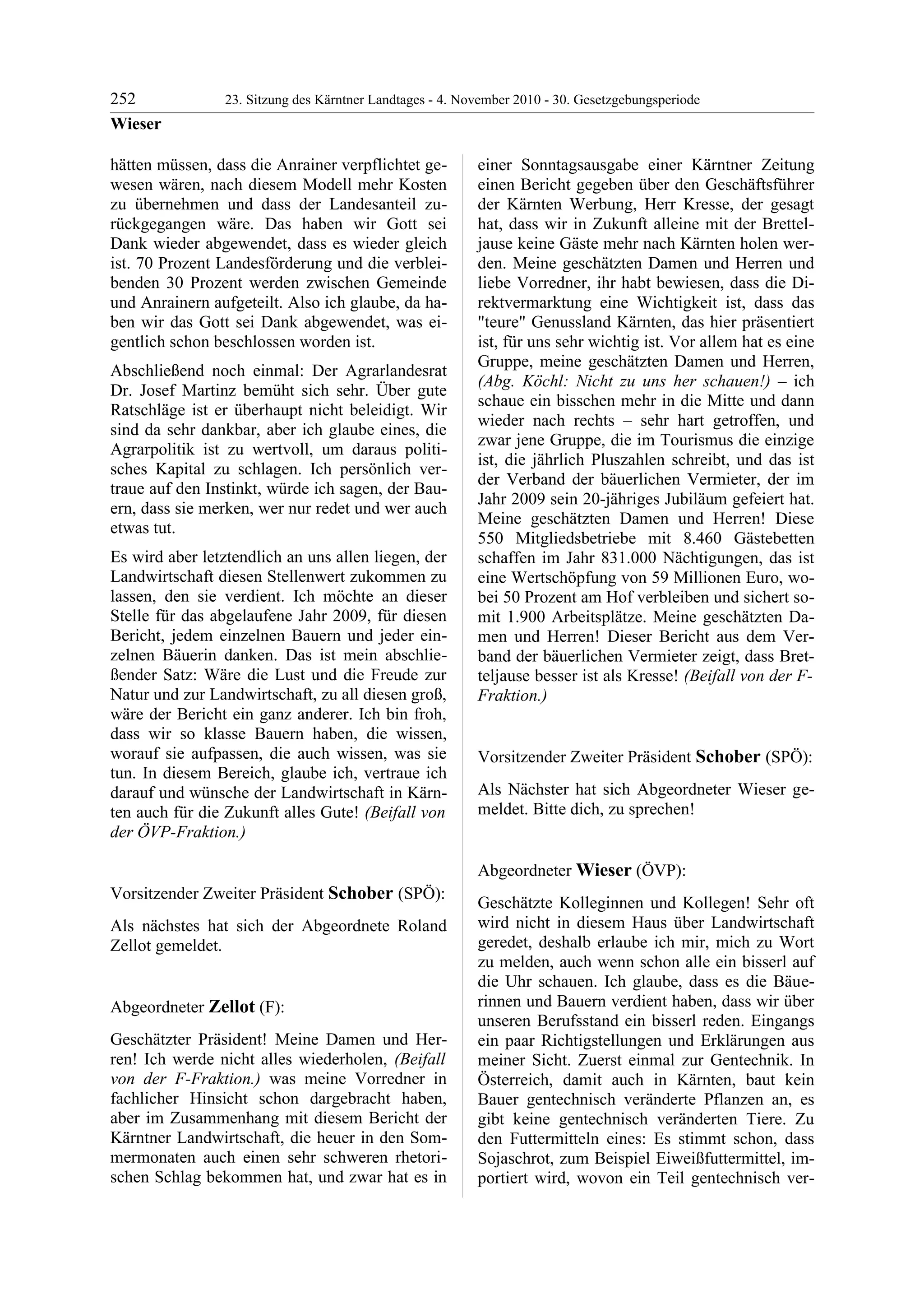 23. LTG-Sitzung am 4. November 2010