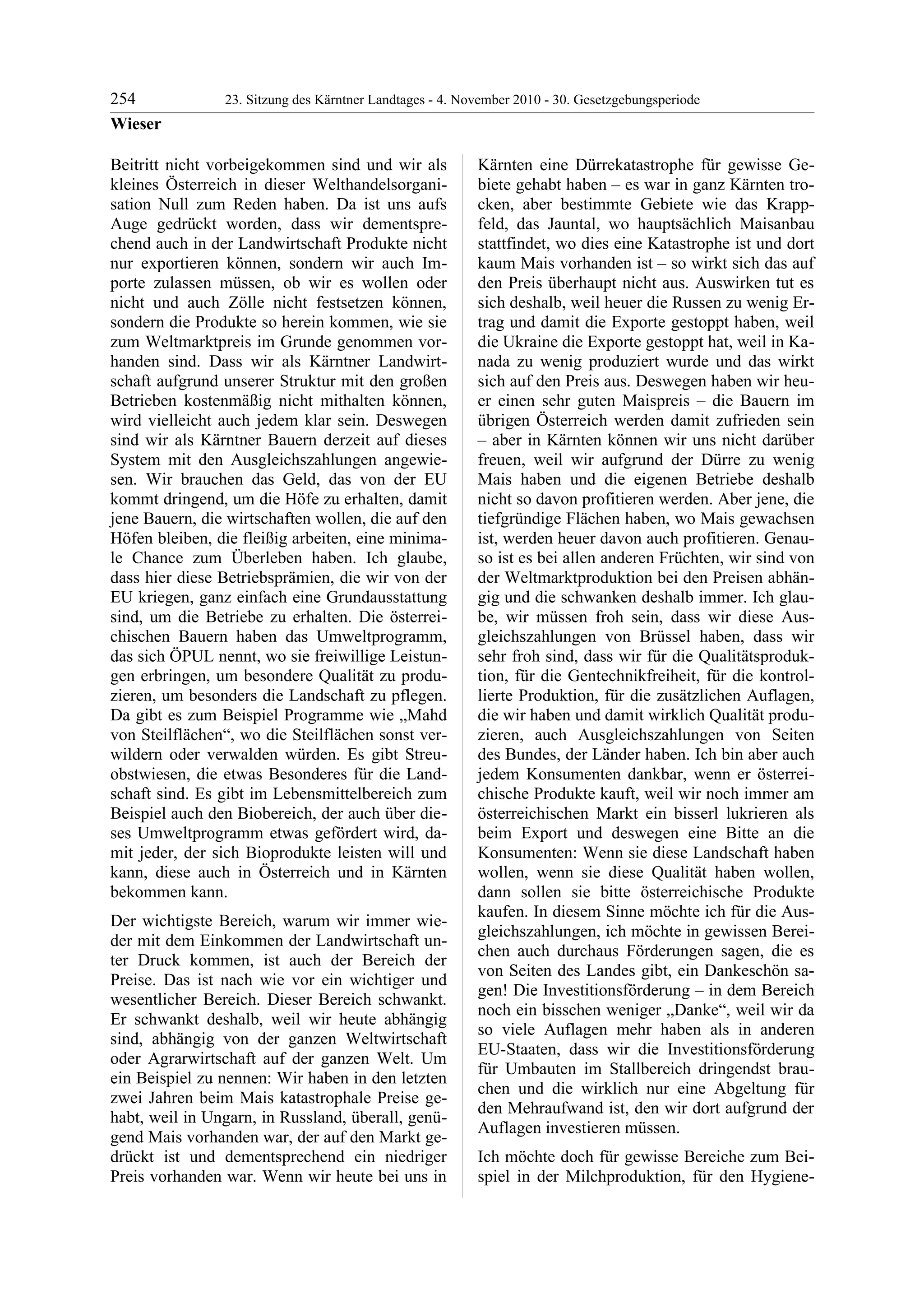 23. LTG-Sitzung am 4. November 2010