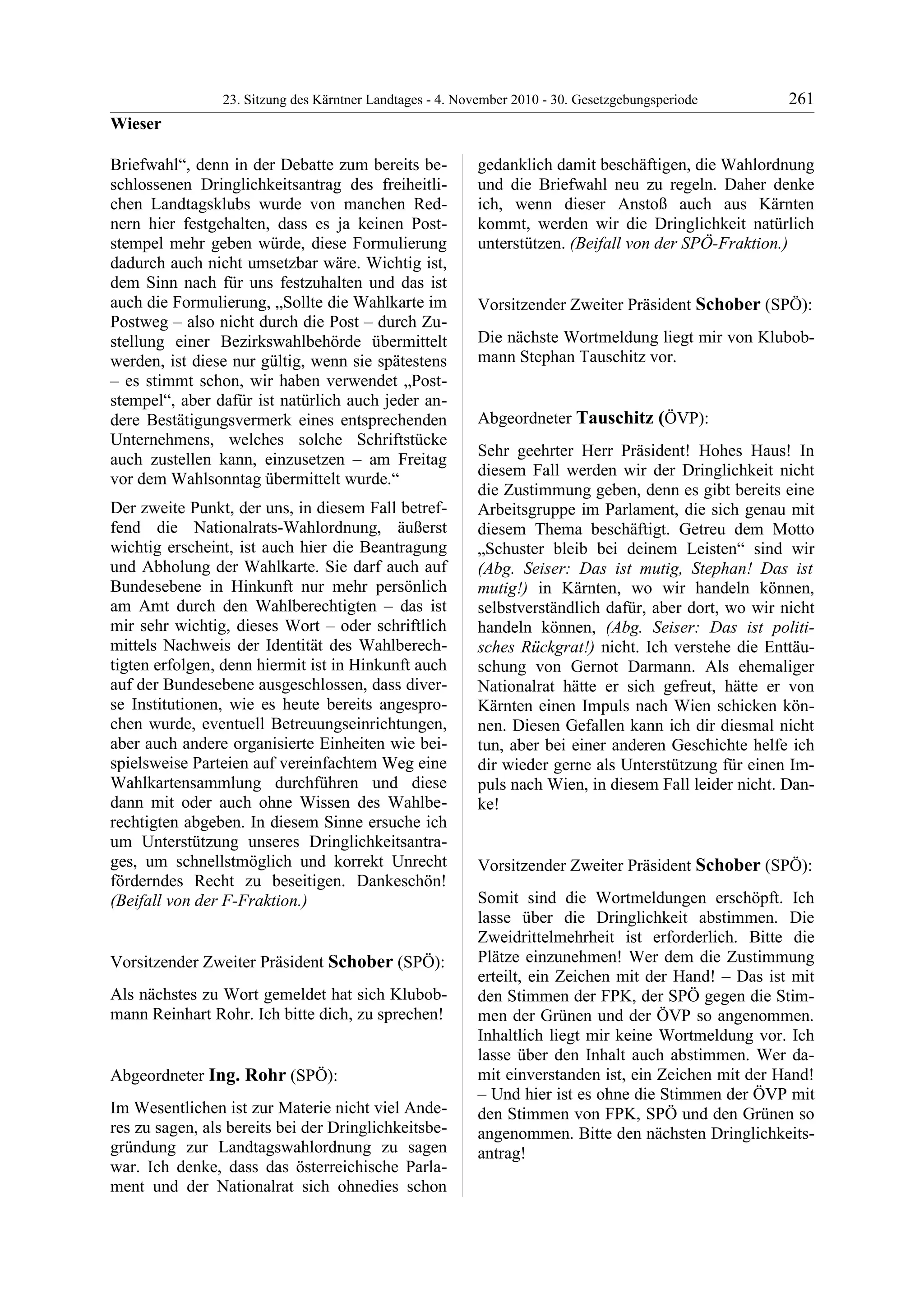 23. LTG-Sitzung am 4. November 2010