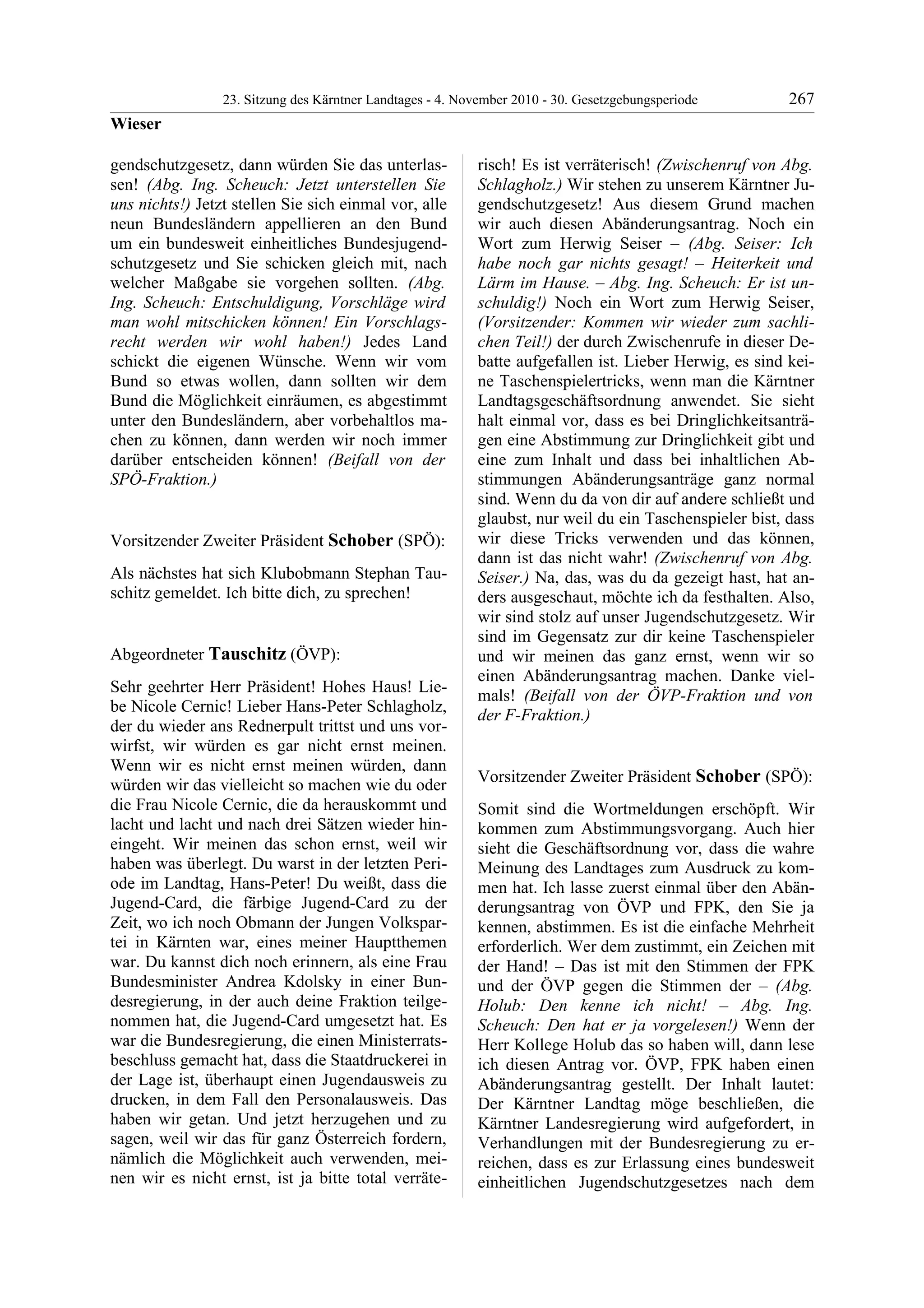 23. LTG-Sitzung am 4. November 2010