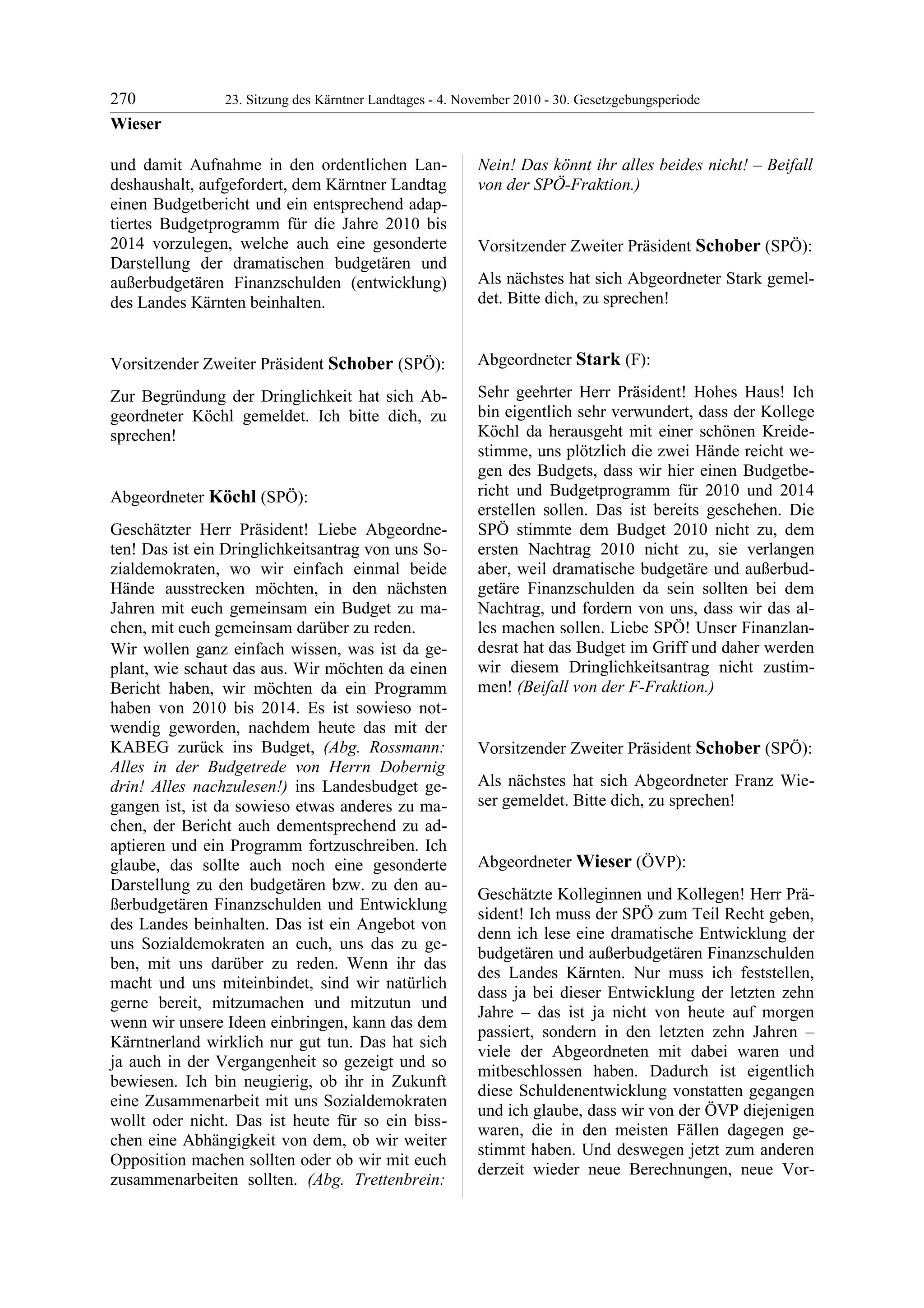 23. LTG-Sitzung am 4. November 2010